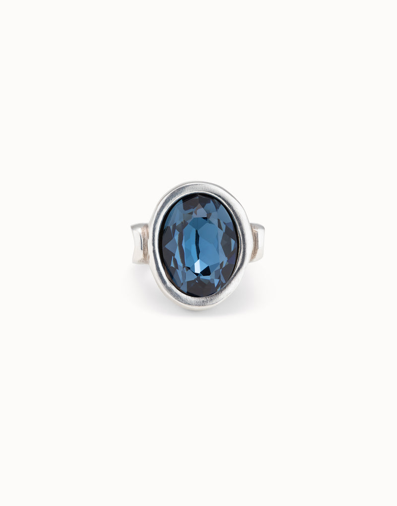 Uno De 50 - Sterling Silver-plated Ring with a Sapphire