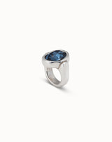 Uno De 50 - Sterling Silver-plated Ring with a Sapphire