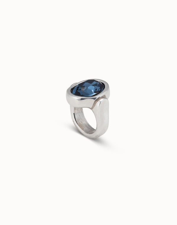 Uno De 50 - Sterling Silver-plated Ring with a Sapphire