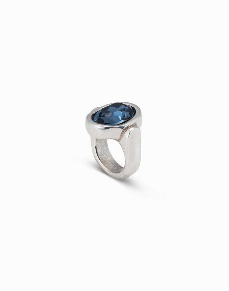 Uno De 50 - Sterling Silver-plated Ring with a Sapphire
