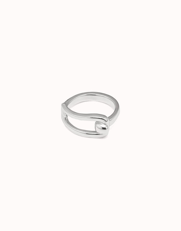 Uno De 50 - Sterling Silver-plated Link Shaped Ring