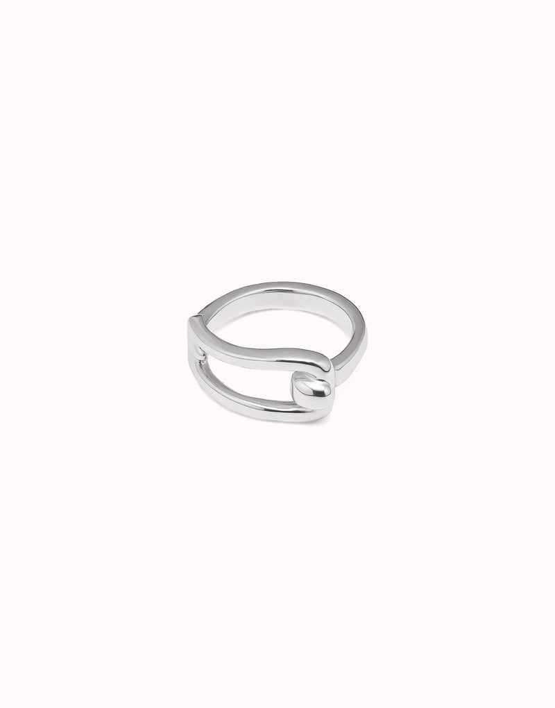Uno De 50 - Sterling Silver-plated Link Shaped Ring