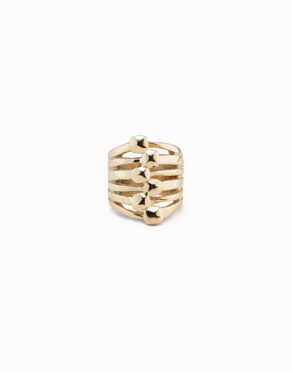Uno De 50 - 18k Gold-plated Multi Effect Ring with Nail