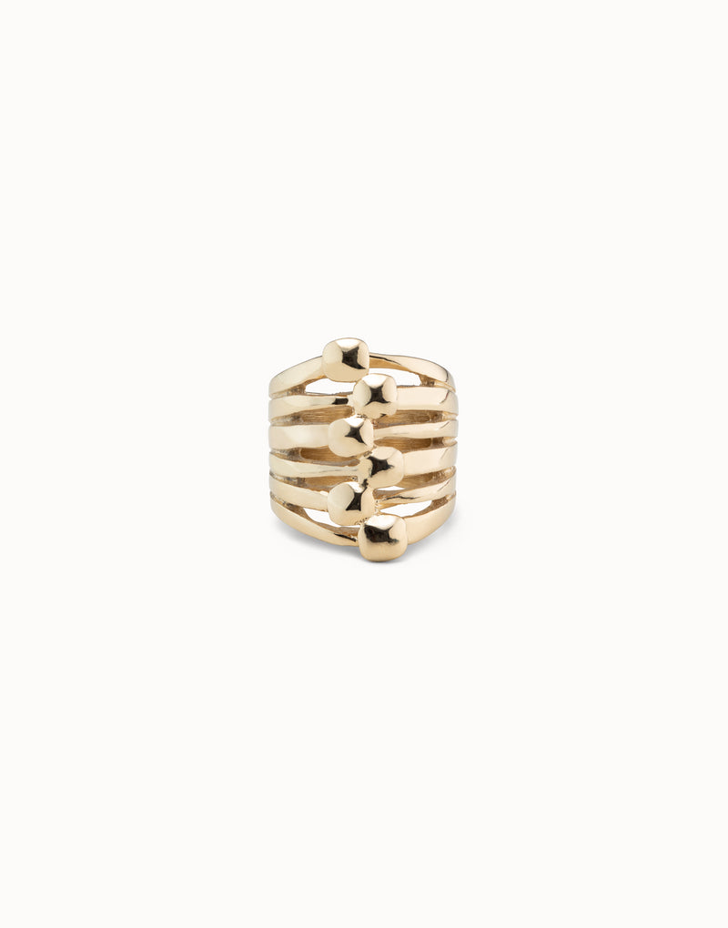 Uno De 50 - 18k Gold-plated Multi Effect Ring with Nail