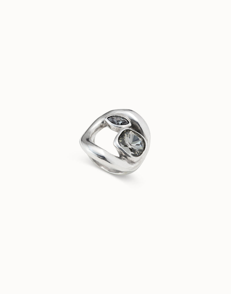 Uno De 50 - Sterling Silver-plated Ring with Central Oval