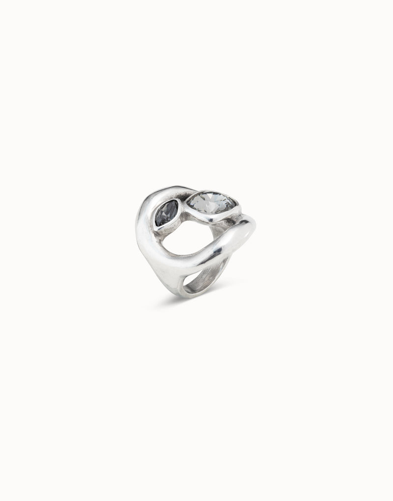 Uno De 50 - Sterling Silver-plated Ring with Central Oval