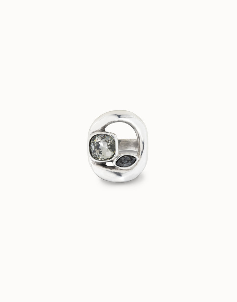 Uno De 50 - Sterling Silver-plated Ring with Central Oval