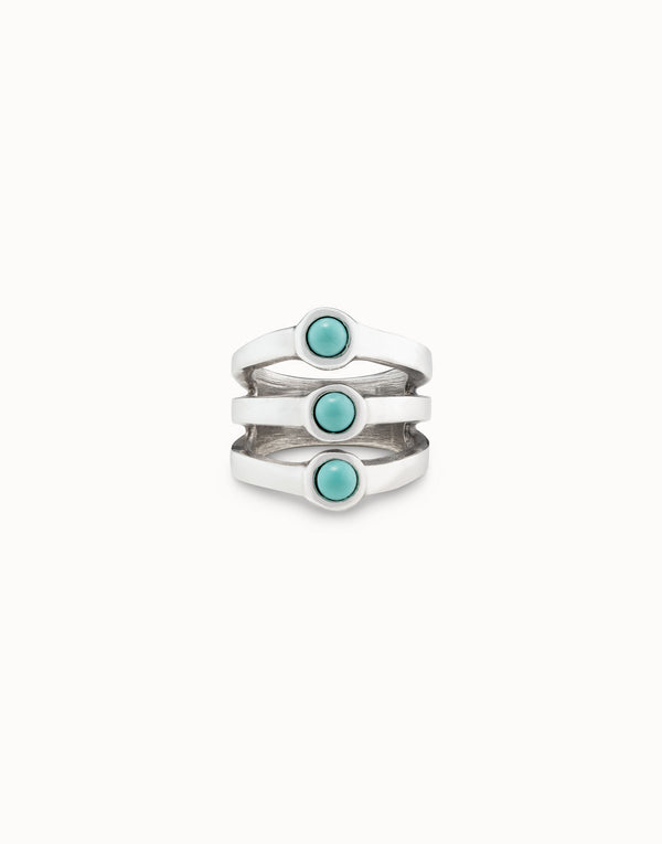 Uno De 50 - Sterling Silver-plated Ring with Three Rings