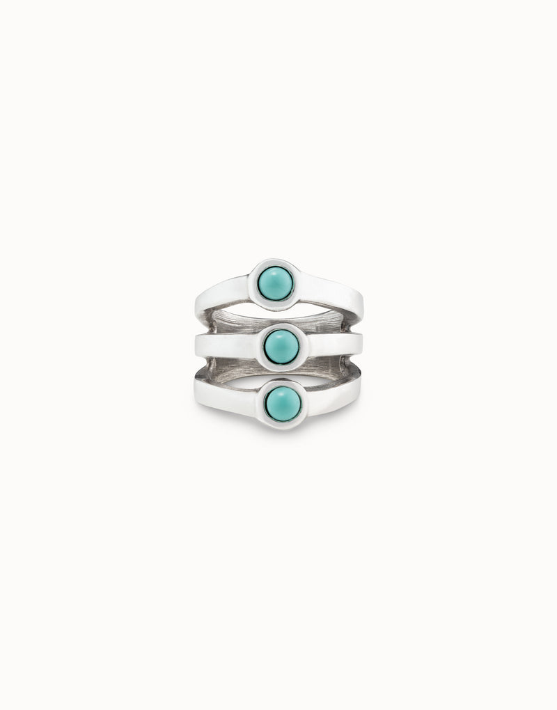 Uno De 50 - Sterling Silver-plated Ring with Three Rings