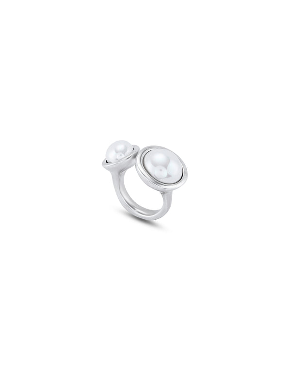 Uno De 50 - Sterling Silver-plated Ring with Two Different
