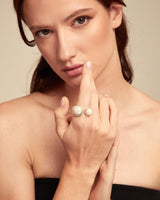 Uno De 50 - Sterling Silver-plated Ring with Two Different