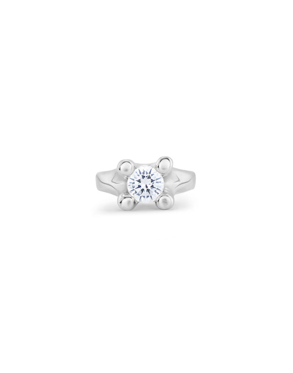 Uno De 50 - Sterling Silver-plated Ring with White Cubic