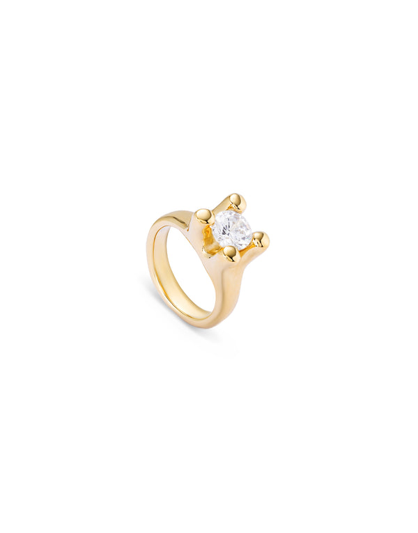 Uno De 50 - 18k Gold-plated Ring with White Cubic Zirconia