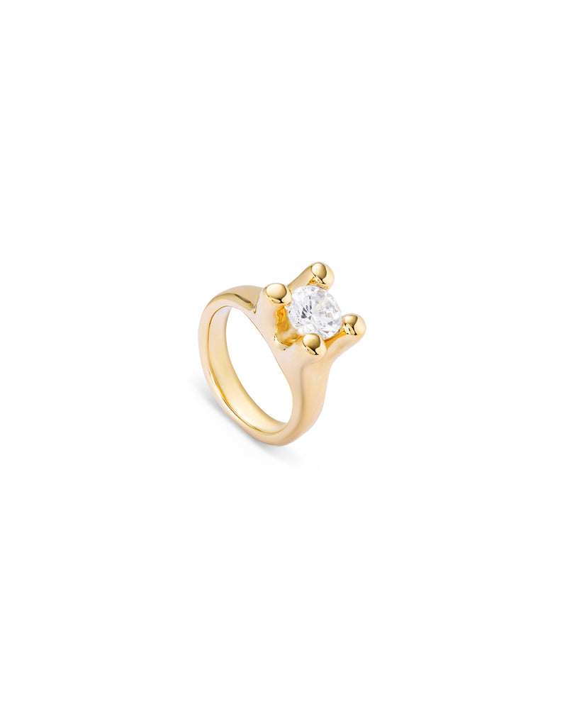 Uno De 50 - 18k Gold-plated Ring with White Cubic Zirconia