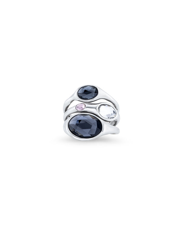 Uno De 50 - Sterling Silver-plated Ring with 2 Gray