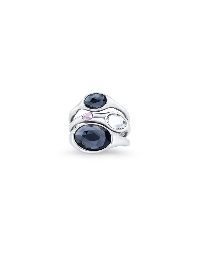 Uno De 50 - Sterling Silver-plated Ring with 2 Gray