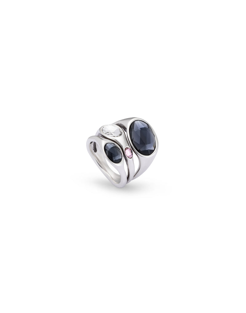 Uno De 50 - Sterling Silver-plated Ring with 2 Gray