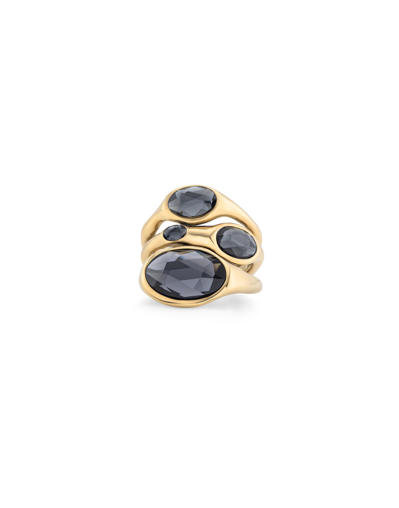 Uno De 50 - 18k Gold-plated Ring with Gray Crystals