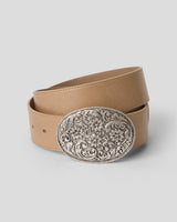 B-Low The Belt Carter Colt Leather Belt in Sand Silver, coiled