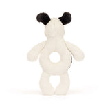 Bashful Rufferty Black & Cream Puppy Ring Rattle by Jellycat