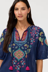 Margot Short Sleeve Blouse in Blue Night view 3