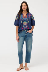 Margot Short Sleeve Blouse in Blue Night view 5