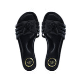Solei Sea Camille Black Rose Slide Sandal
