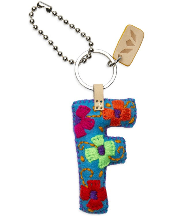 Consuela - Charm - Turquoise Felt Alphabet Charm ?F’
