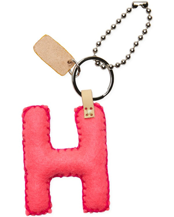 Consuela - Charm - Pink Felt Alphabet Charm ?H’