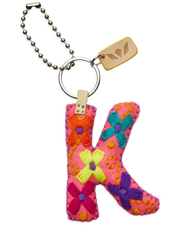 Consuela - Charm - Pink Felt Alphabet Charm ?K’