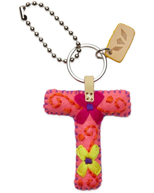 Consuela - Charm - Pink Felt Alphabet Charm ?T’