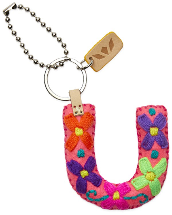 Consuela - Charm - Pink Felt Alphabet Charm ?U’