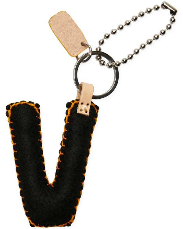 Consuela - Charm - Black Felt Alphabet Charm ?V’