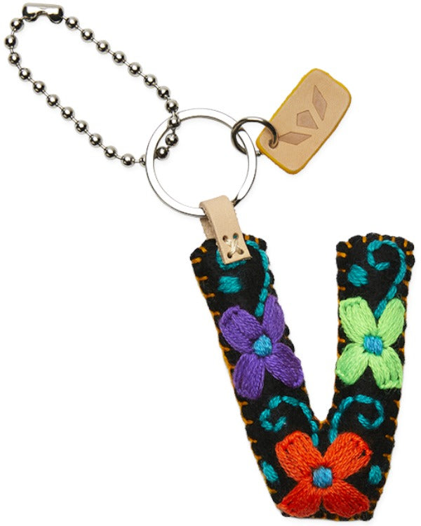Consuela - Charm - Black Felt Alphabet Charm ?V’