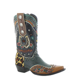 Lucky You Boot in Black, Green and Tan by Double D Ranch