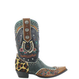 Lucky You Boot in Black, Green and Tan by Double D Ranch