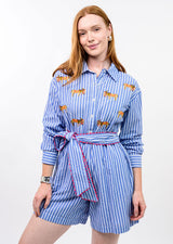 Donkey Romper in Blue Stripe