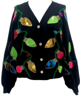 Queen of Sparkles - Cardigan - Black Multi Christmas Light