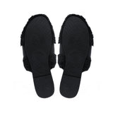 Solei Sea Hanni Black Belted Fur Clog