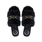 Solei Sea Hanni Black Belted Fur Clog