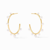 Hydra Stone Hoops in Pearl by Julie Vos