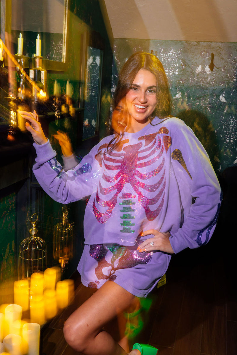 Queen of Sparkles - Purple Multi Skeleton Shorts