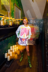 Queen of Sparkles - Grey & Neon Multi Skeleton Sweatshirt