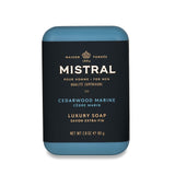 Cedarwood Marine Travel Bar Soap by Mistral, front