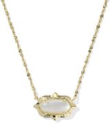 Elisa Scallop Frame Gold Short Pendant Necklace in Natural Mother-of-Pearl