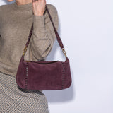 Darcy Shoulder Bag in Dark Cherry Suede by HOBO