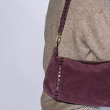 Darcy Shoulder Bag in Dark Cherry Suede by HOBO