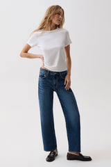Pistola Lexi Mid Rise Bowed Straight Jean - Moonwave