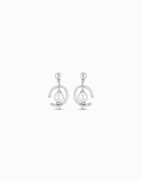 Uno De 50 - Sterling Silver-plated Hoop Earrings with Pearl