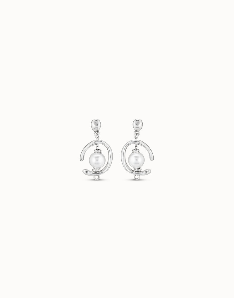 Uno De 50 - Sterling Silver-plated Hoop Earrings with Pearl